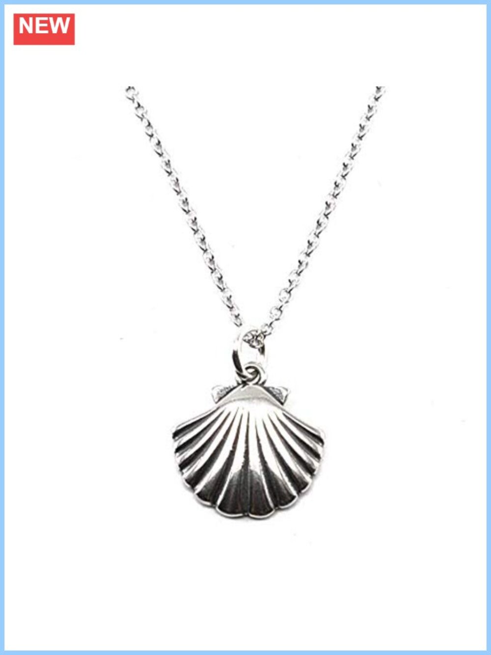 925 Sterling Silver Tiny Clam Shell Charm Necklace 18" Italian Chain
